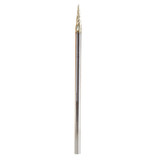 Amana Tool 46291 CNC 2D and 3D Carving 6.2 Deg Tapered Angle Ball Nose x 1/32 D x 1/64 R x 0.445 CH x 1/8 SHK x 3 Inch Long x 3 Flute SC ZrN Coated Upcut Router Bit