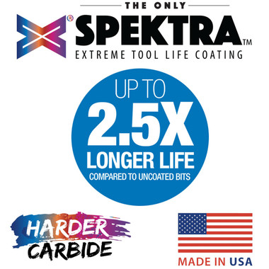 Amana Tool 46280-K CNC Spektra Extreme Tool Life Coated SC 2D and 3D Carving 6.2 Deg Tapered Angle Ball Nose x 1/32 D x 1/64 R x 1 CH x 1/4 SHK x 3 Inch Long x 3 Flute Router Bit
